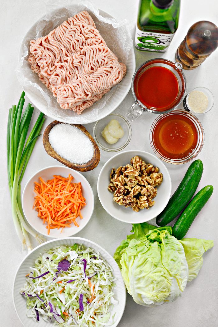 ingredients for Hot Honey Chicken Lettuce Wraps