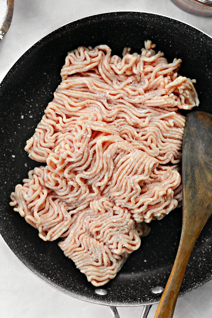 ground chicken in skillet