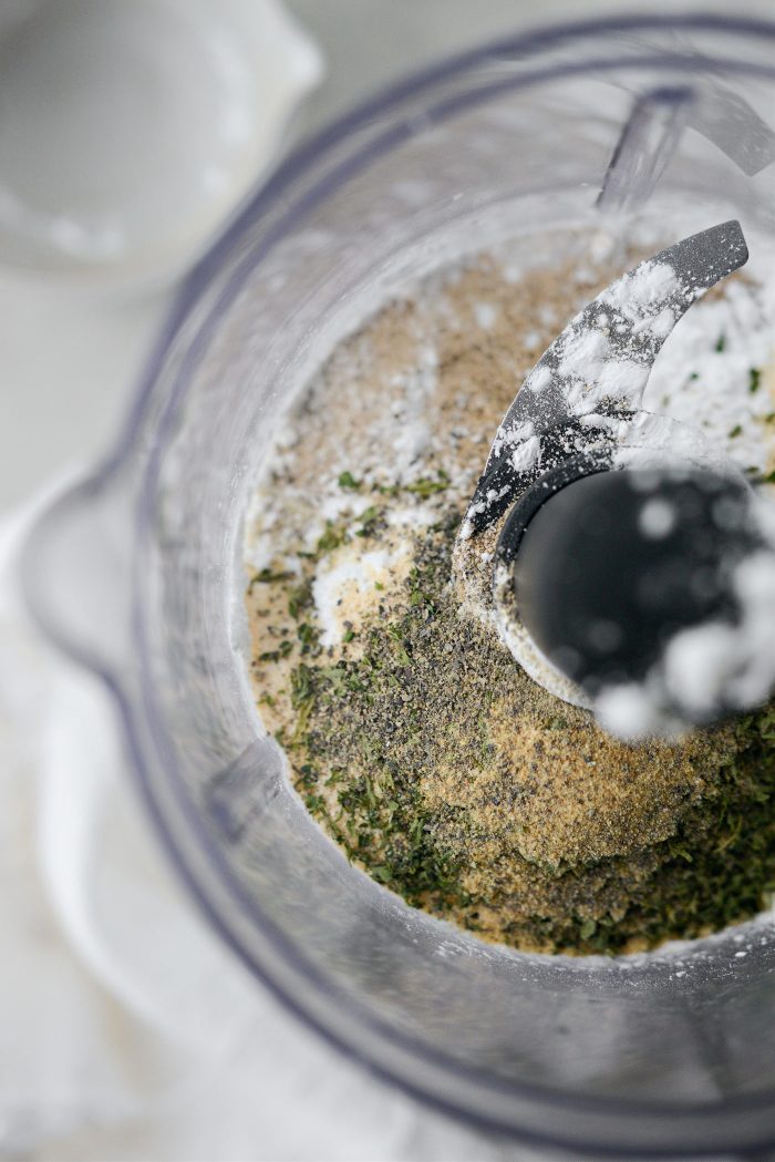 add measured ingredients into mini food processor