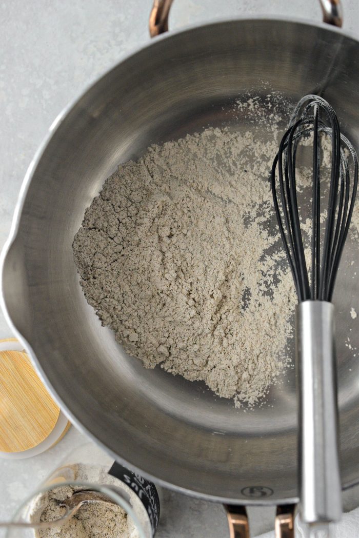 measure au jus gravy mix to sauce pan