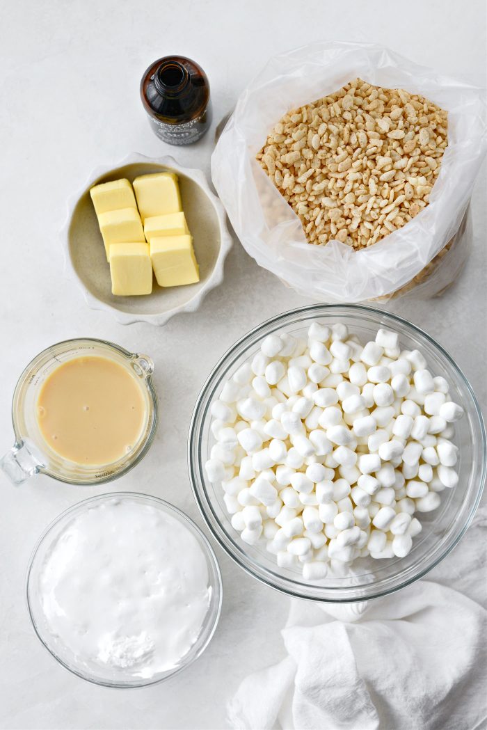 ingredients for Bakery Style Rice Krispie Treats
