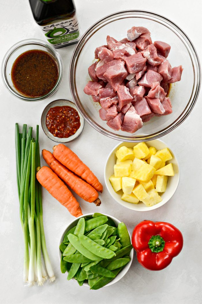 ingredients for Pineapple Pork Teriyaki Stir-Fry