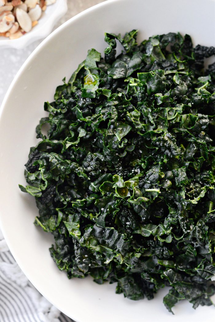 chopped kale with oil and salt