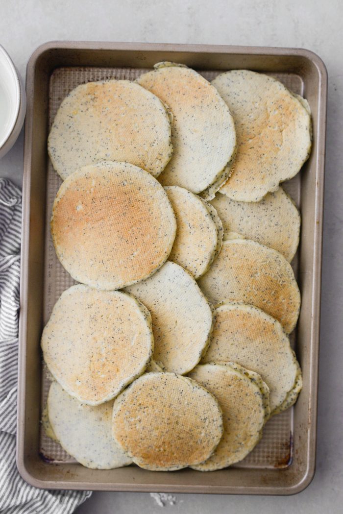 transfer pancakes to a rimmed baking sheet and keep warm in low oven