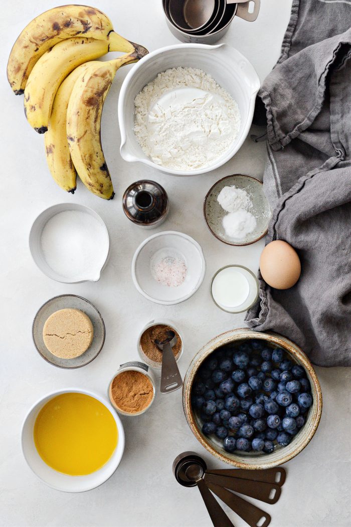ingredients for Blueberry Banana Bread