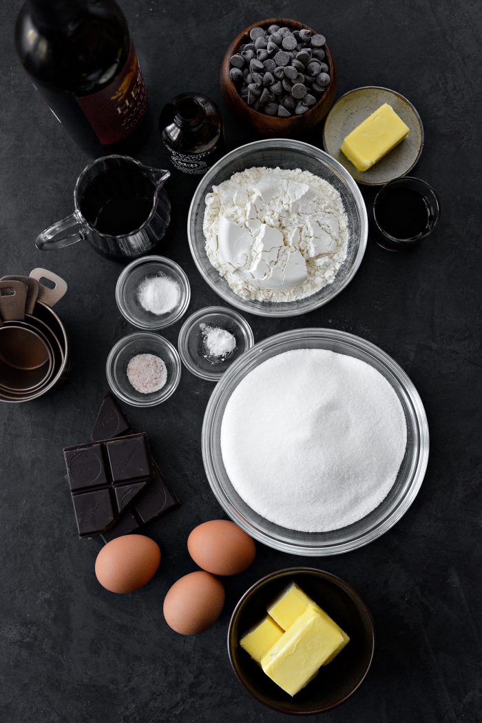 Ingredients for Cabernet Ganache Swirled Brownies
