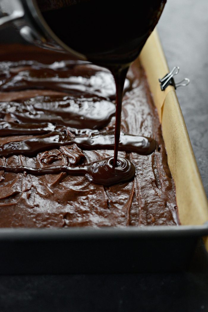 pour over batter in pan