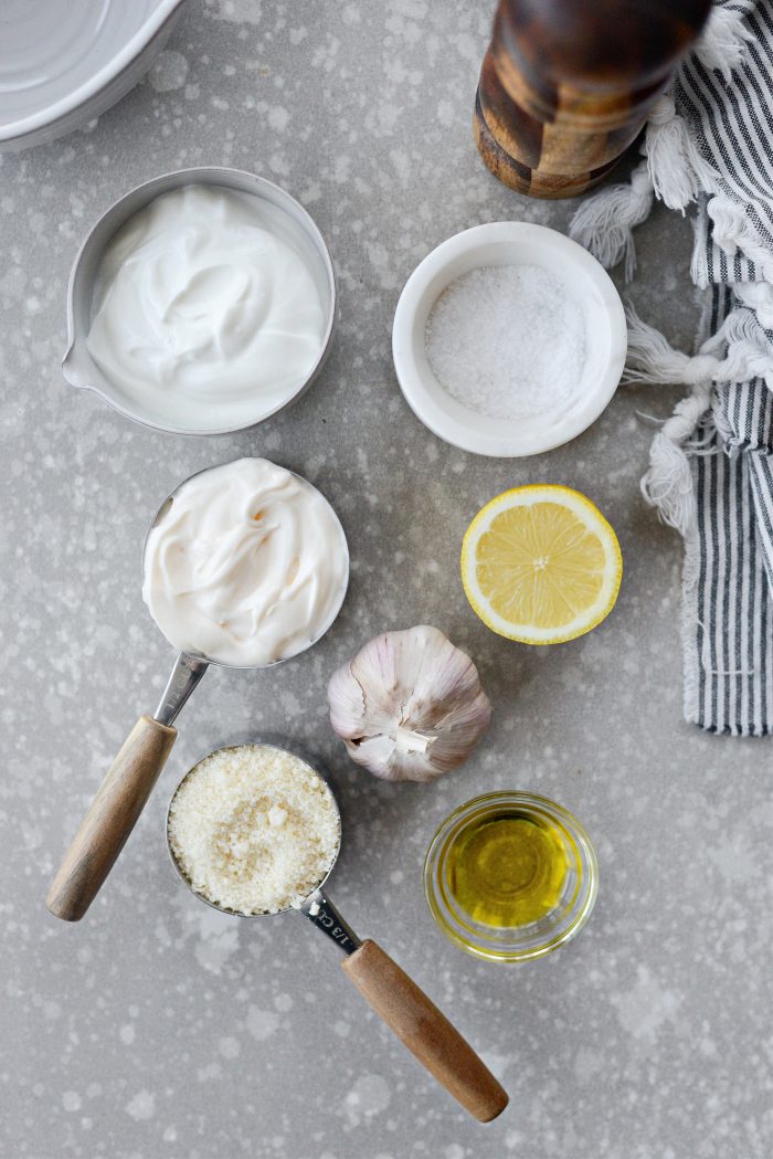 ingredients for Roasted Garlic Parmesan Dressing