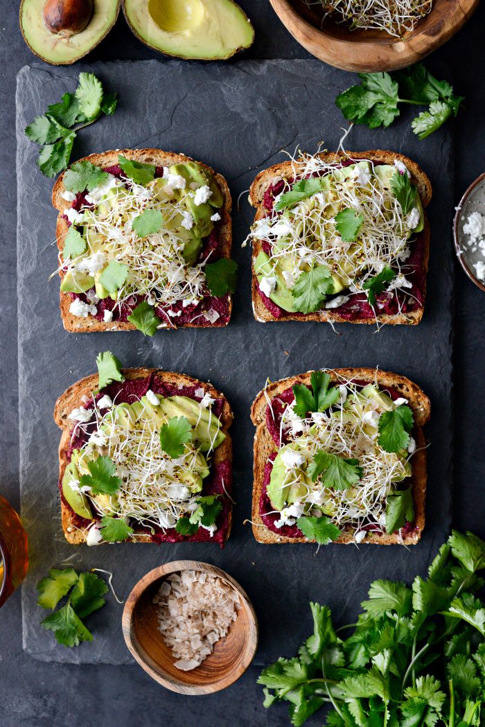 Avocado Beet Hummus Toast