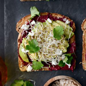 Avocado Beet Hummus Toast