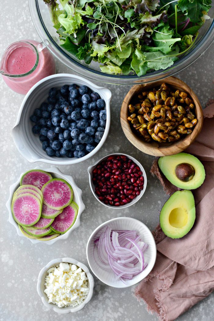 Ingredients For Blueberry Pistachio Spring Salad