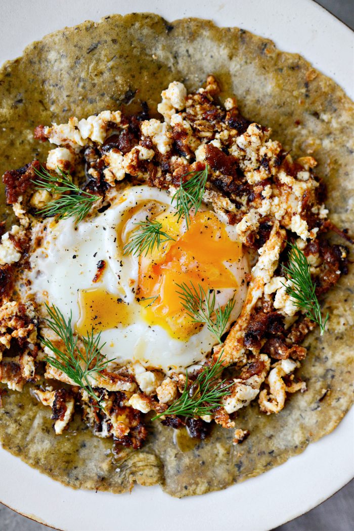 sun-dried tomato and feta fried egg