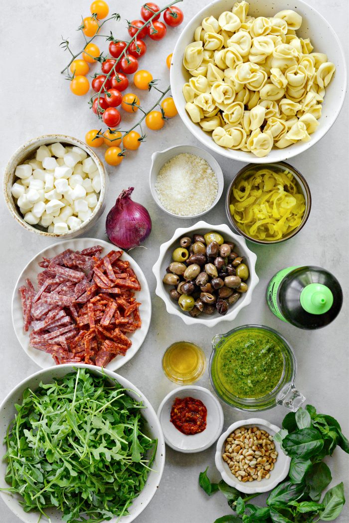 Italian Tortellini Pasta Salad ingredients