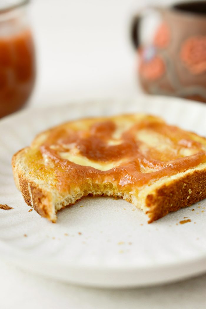 bite of Rhubarb Jam toast