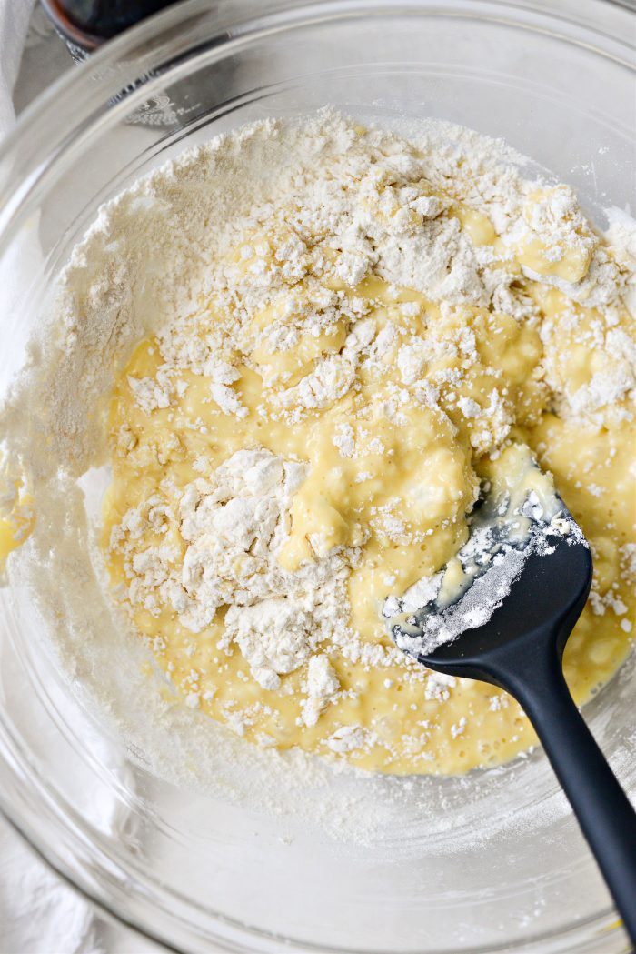 mix wet into the dry ingredients until just combined