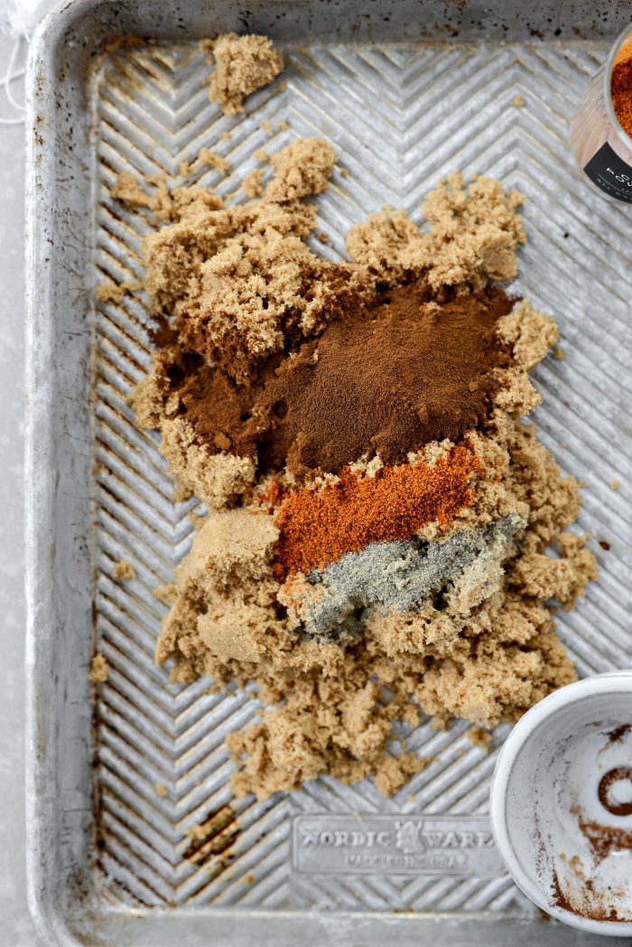 brown sugar, espresso powder, chili powder and black pepper