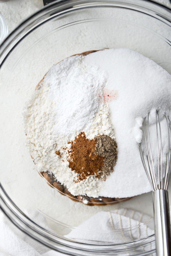 measured dry ingredients in bowl