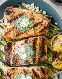 Grilled Salmon with Lemon Dill Butter