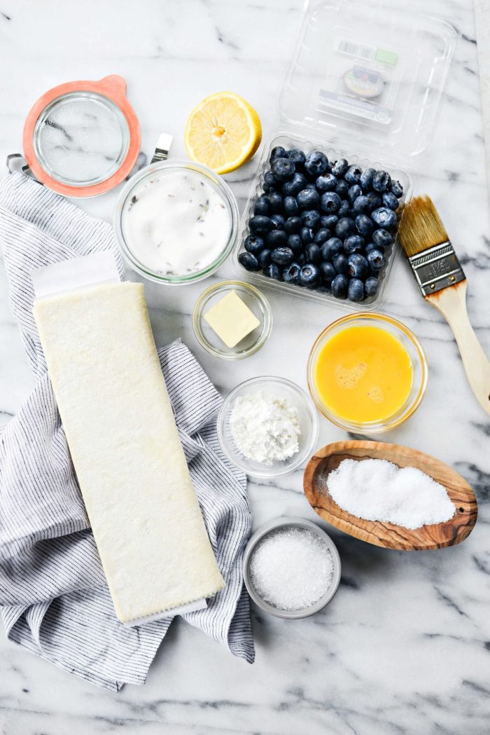 ingredients for Blueberry Lavender Pastry Pies