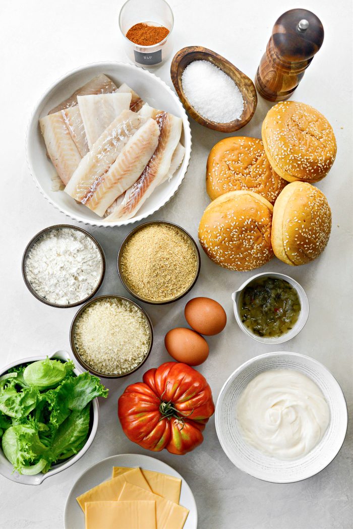 ingredients for Crispy Fish Sandwich