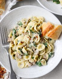 Parmesan Orecchiette with Sausage and Kale