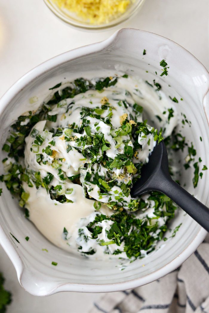 mixing dip ingredients