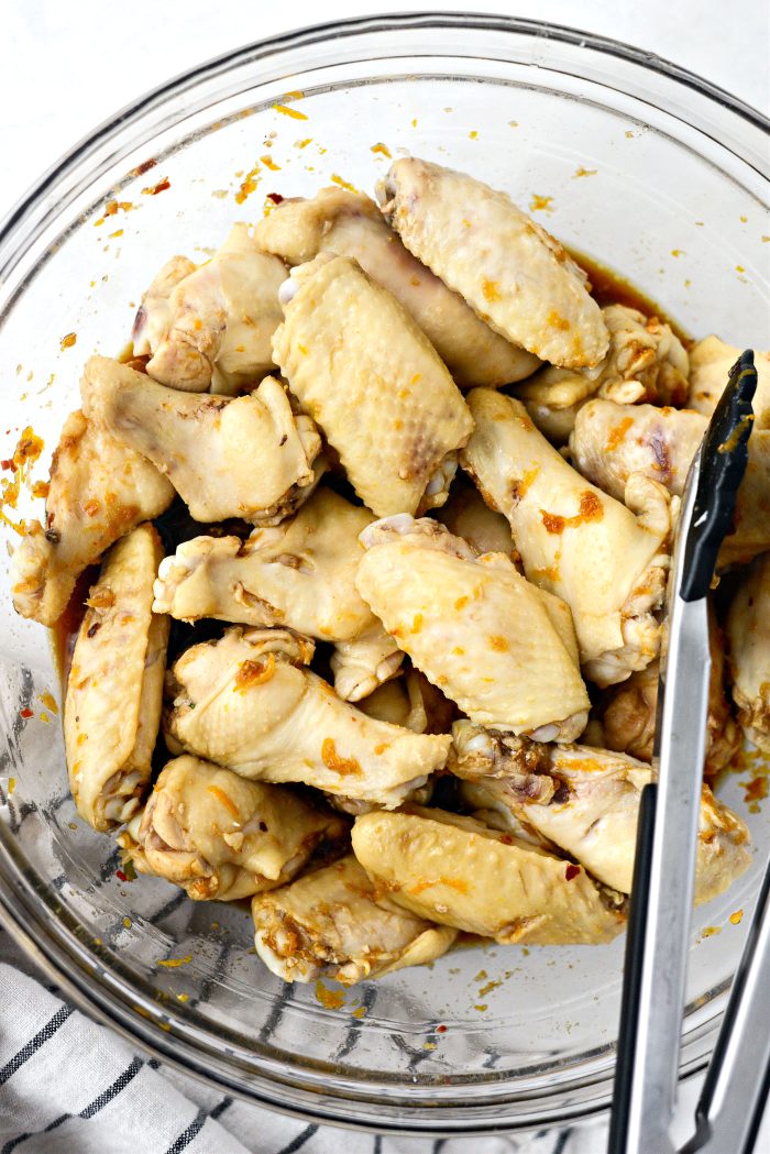 toss wings in glaze