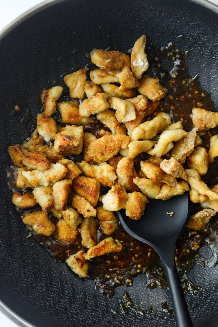 once thick, add in chicken