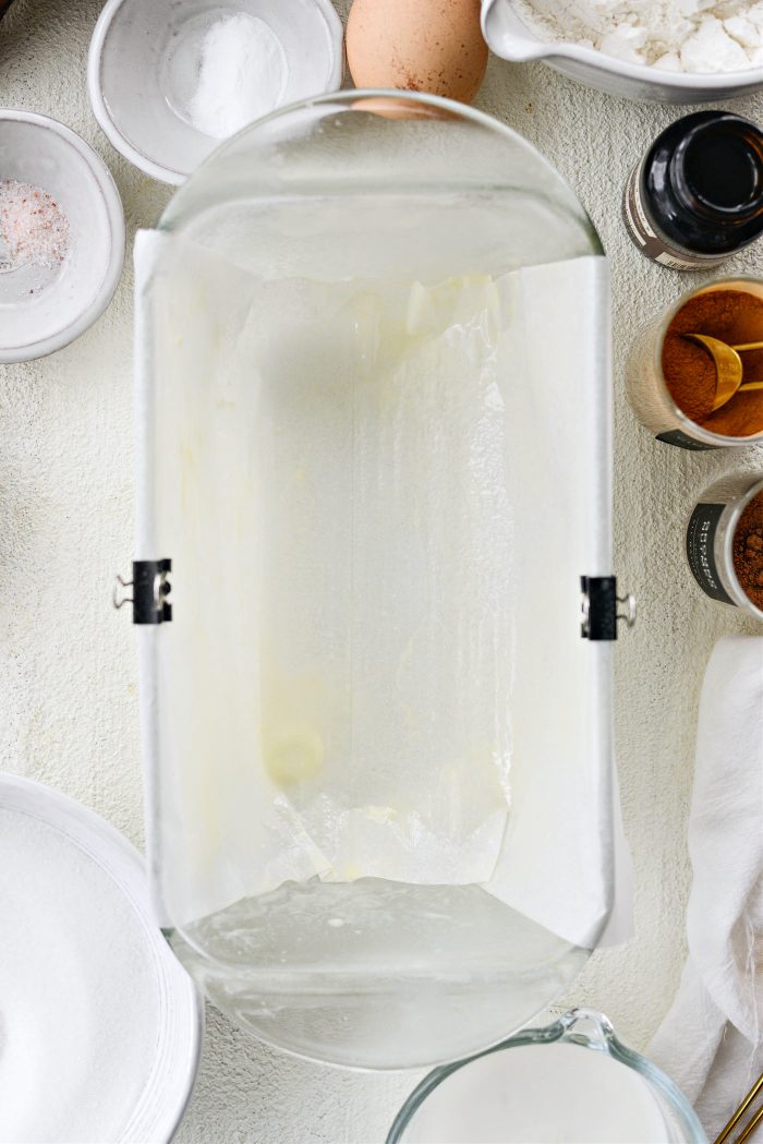 preheat oven and prep loaf pan