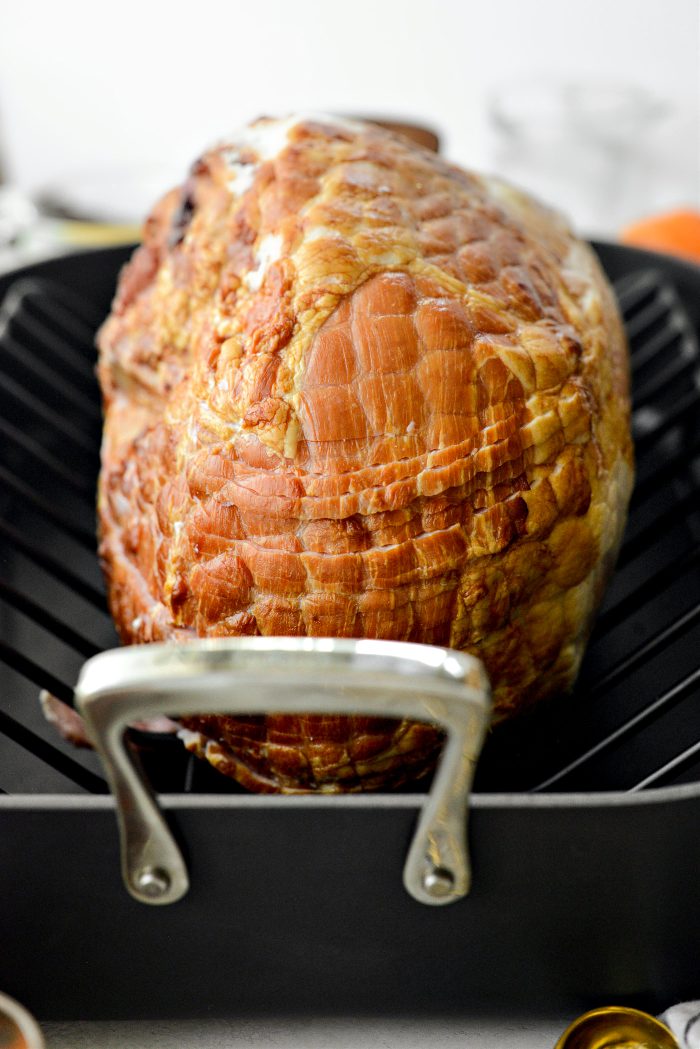 place ham into roasting rack