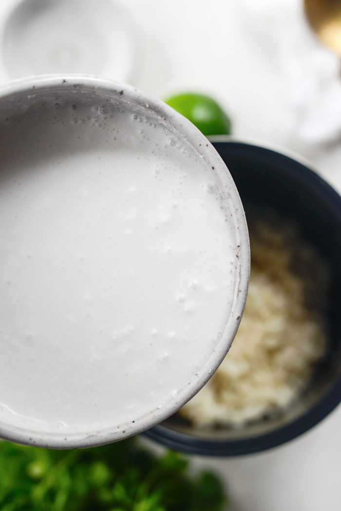 pour in coconut milk