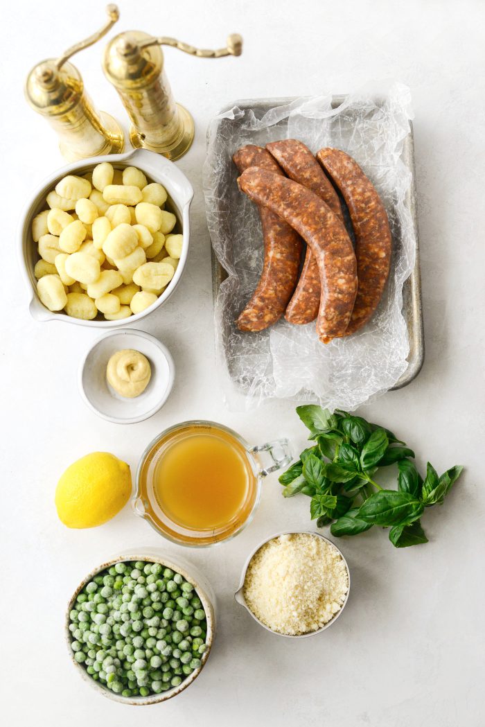 ingredients for Italian Sausage and Pea Gnocchi