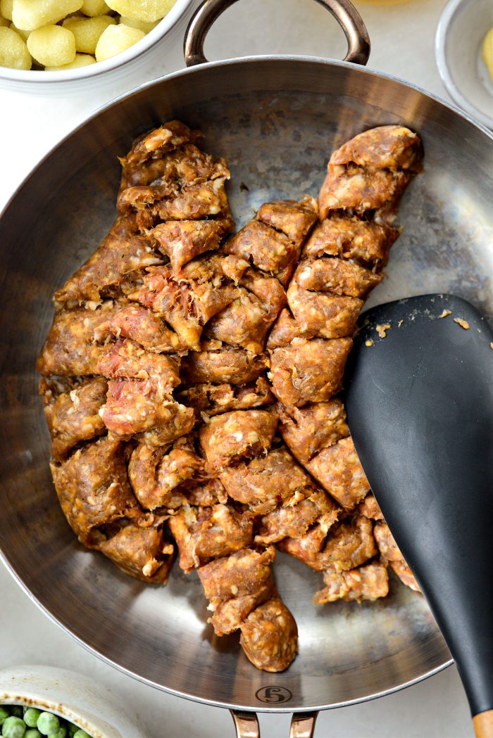 add sausage to a skillet