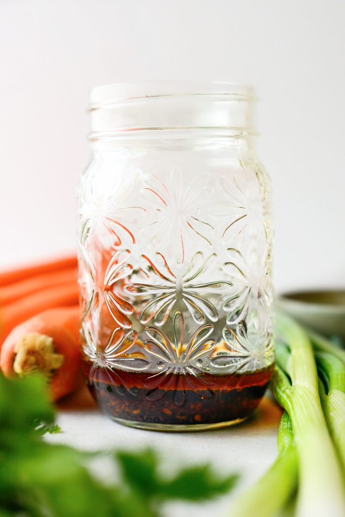 dressing ingredients in jar