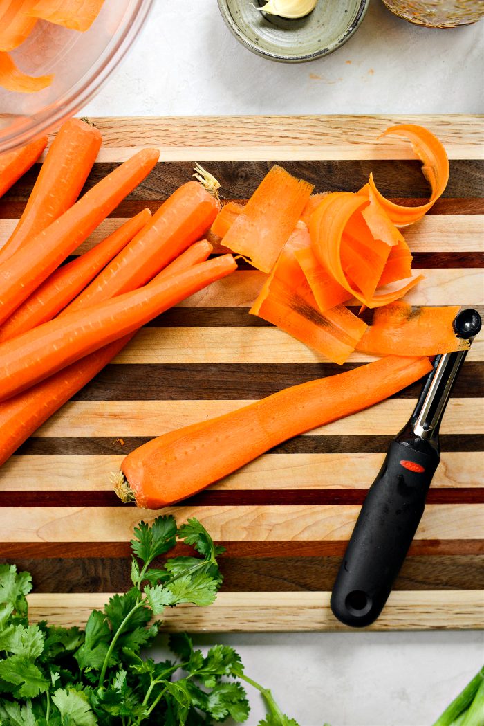 peel carrots into ribbons
