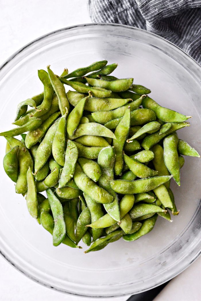 frozen edamame in bowl