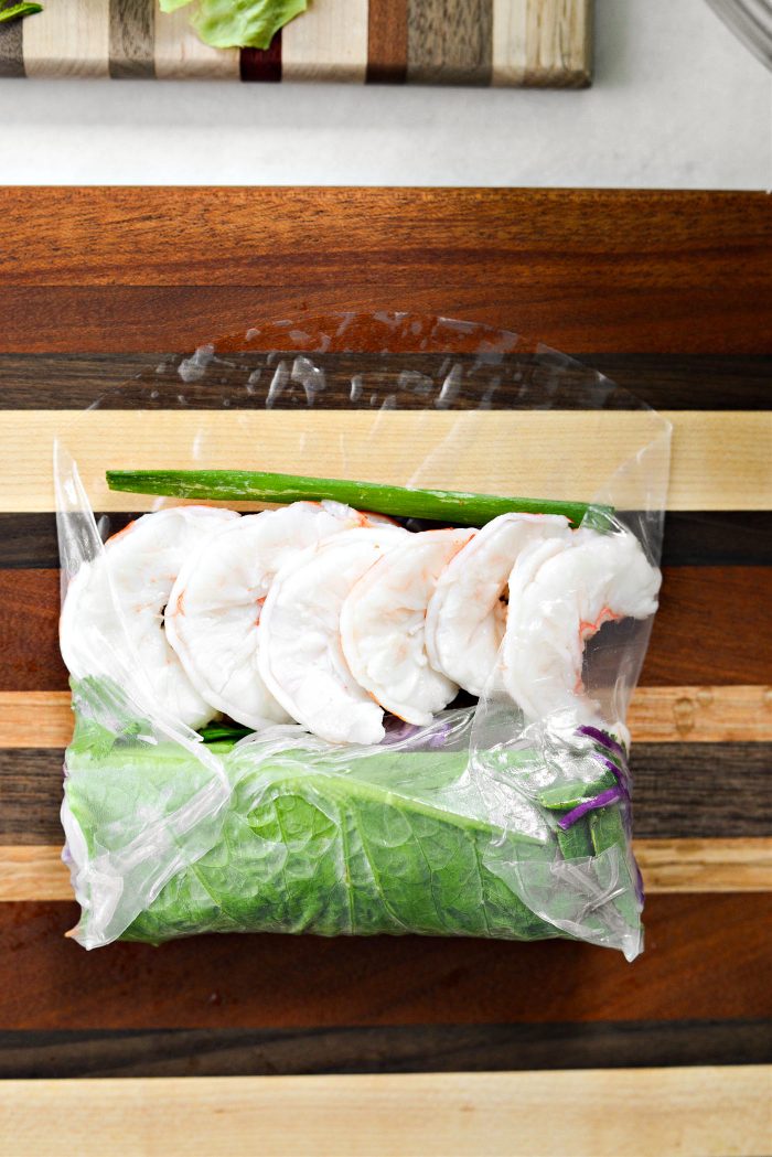 lay down shrimp and green onion