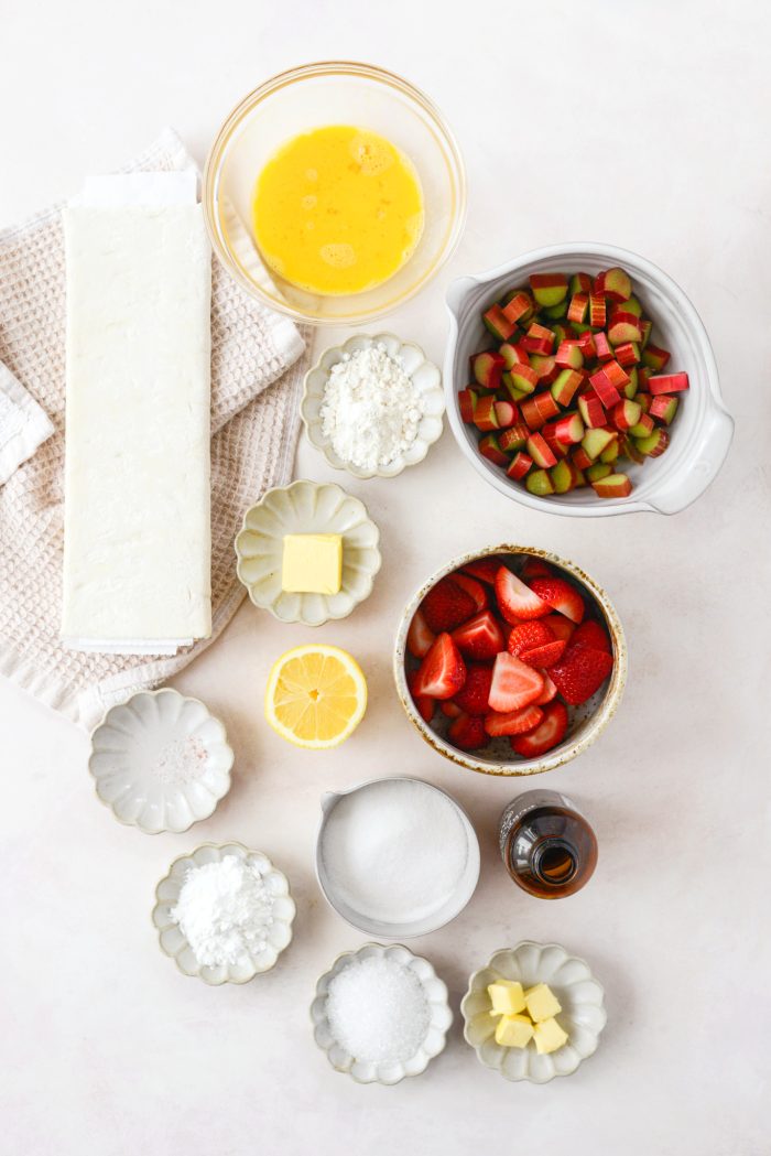 ingredients for Strawberry Rhubarb Pastry Pies