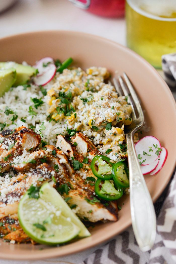 Grilled Chicken Mexican Street Corn Bowls