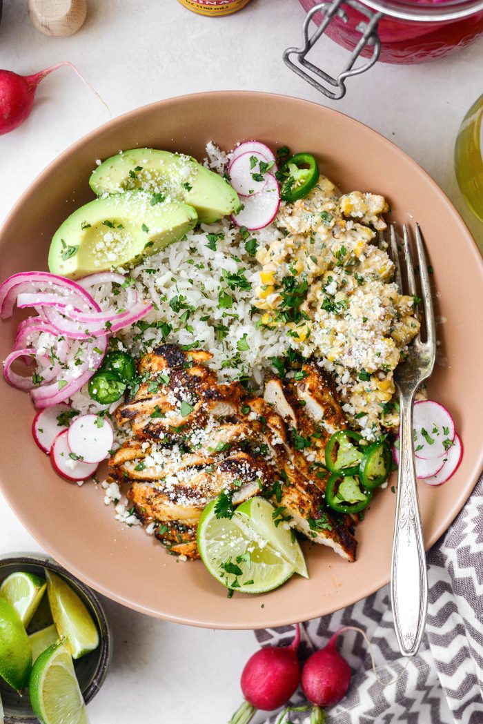 Grilled Chicken Mexican Street Corn Bowls
