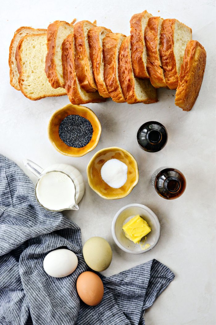 Ingredients for Almond Poppy Seed French Toast