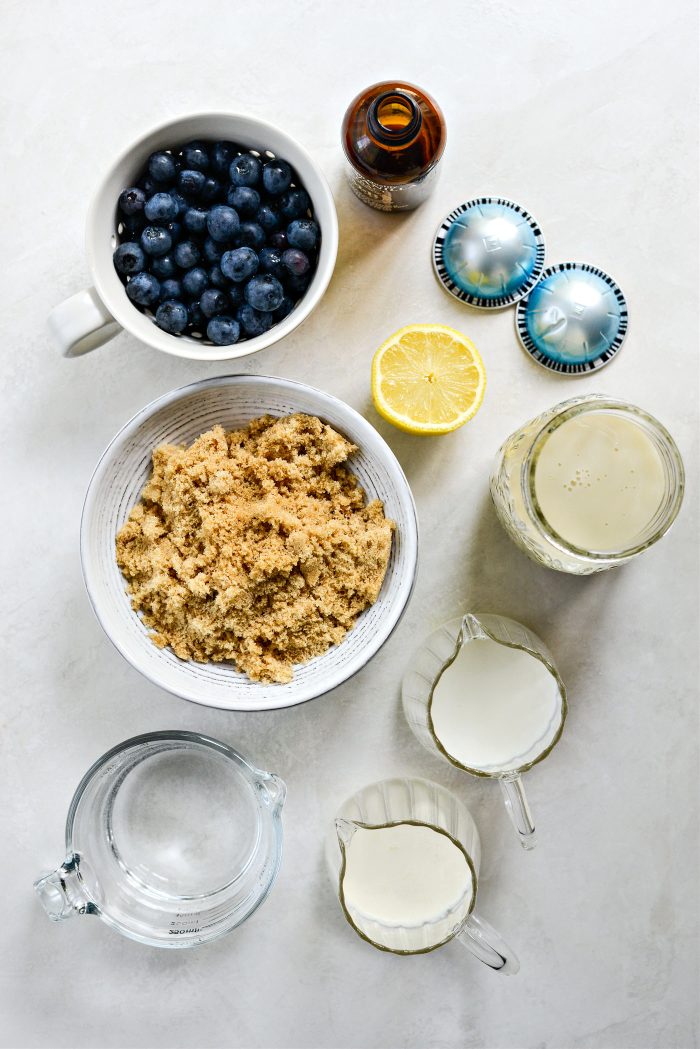 Ingredients for Iced Blueberry Latte
