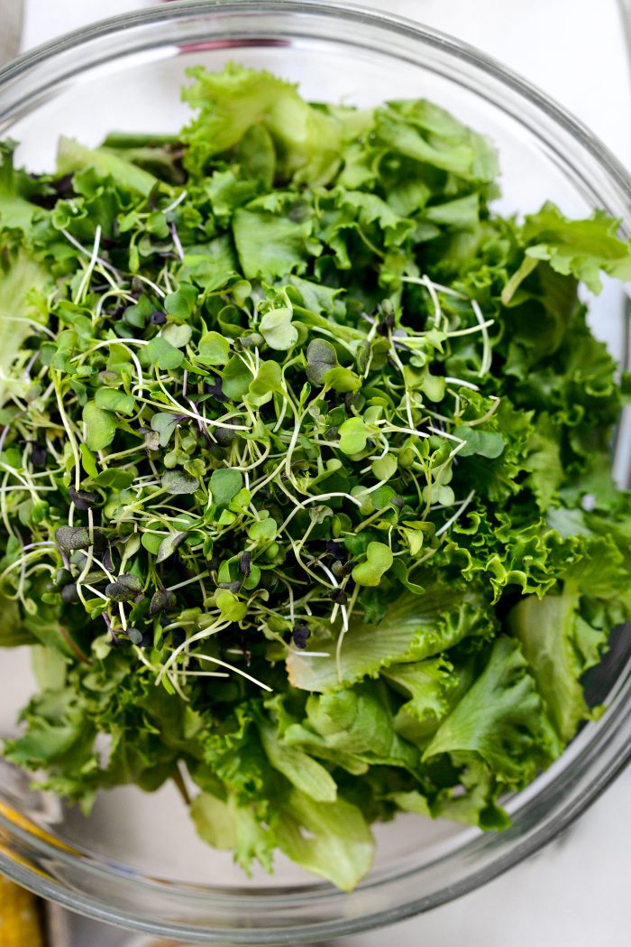 Bowl of lettuce and microgreen