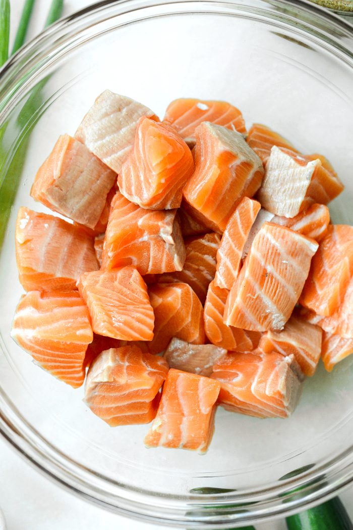 cut up salmon