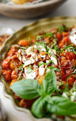 Blistered Tomatoes with Burrata and Pancetta