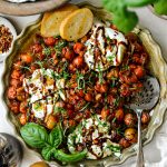 Blistered Tomatoes with Burrata and Pancetta