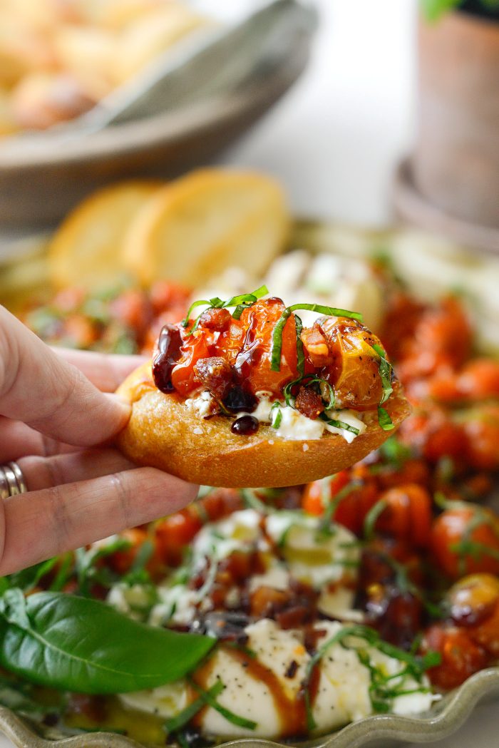 Blistered Tomatoes with Burrata and Pancetta