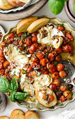 Blistered Tomatoes with Burrata and Pancetta