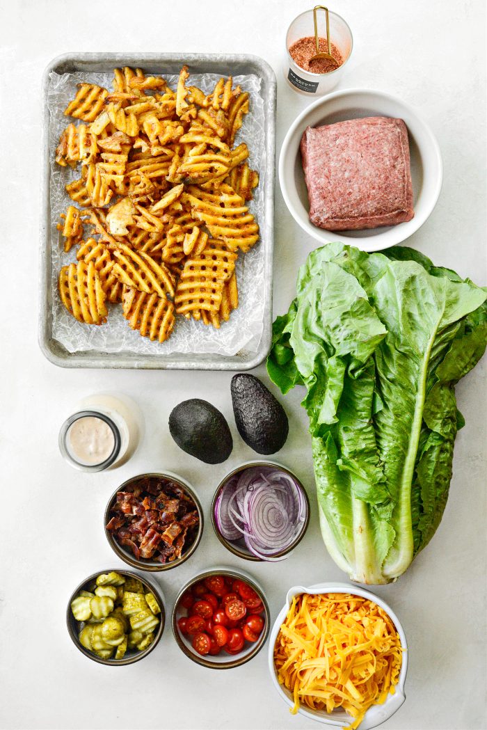 ingredients for Loaded Burger Bowls