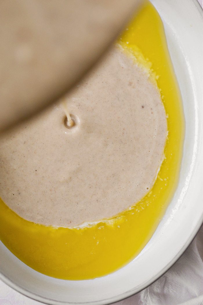 pour in batter